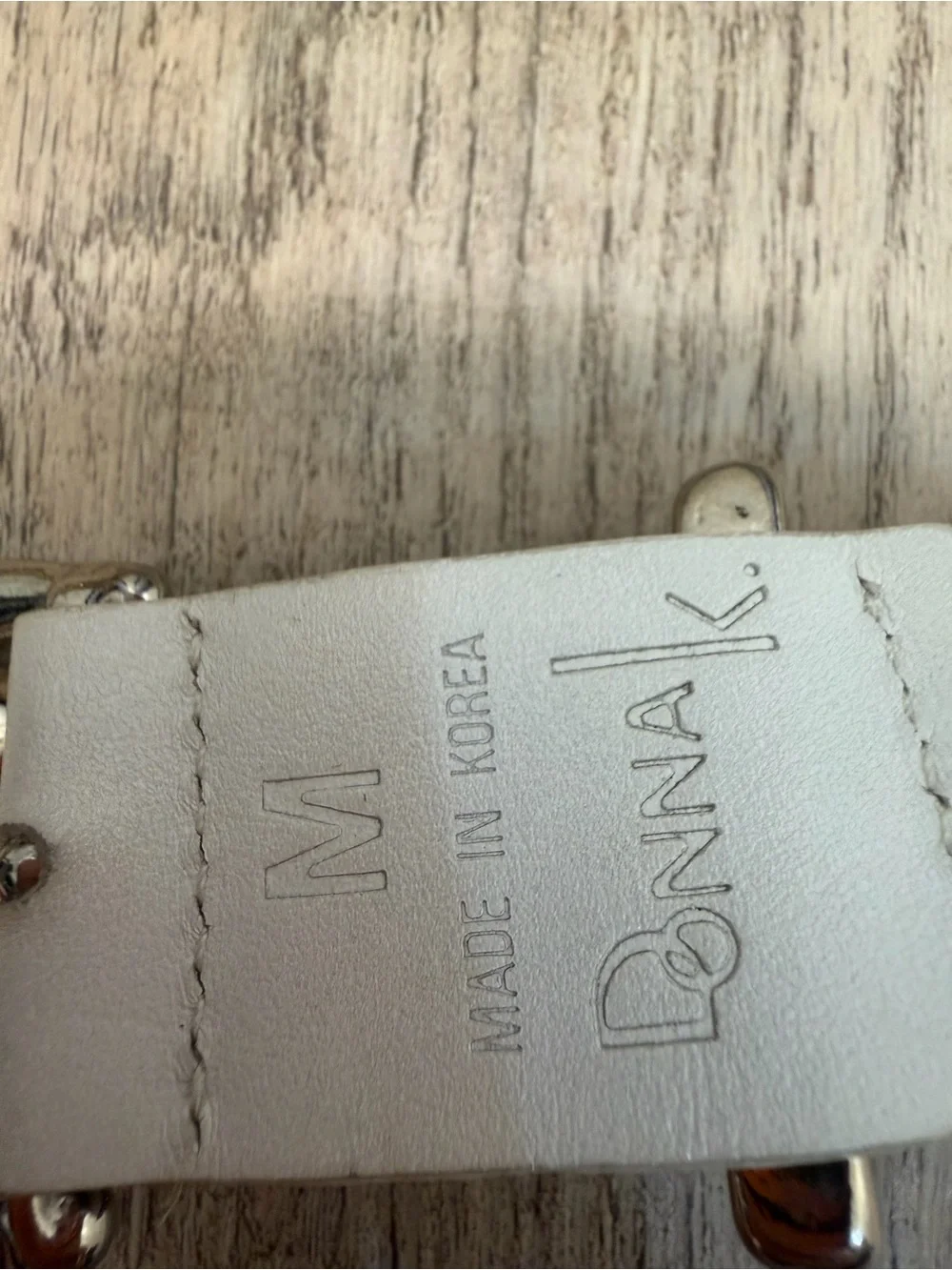 Donna Karan White Leather Studded Belt with Heart Accents